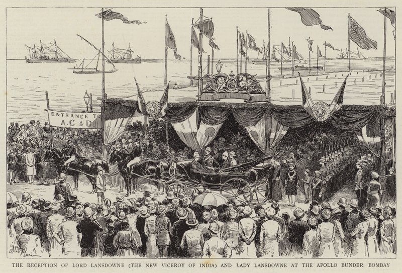 Der Empfang von Lord Lansdowne (der neue Vizekönig von Indien) und Lady Lansdowne am Apollo Bunder, Bombay von Adrien Emmanuel Marie