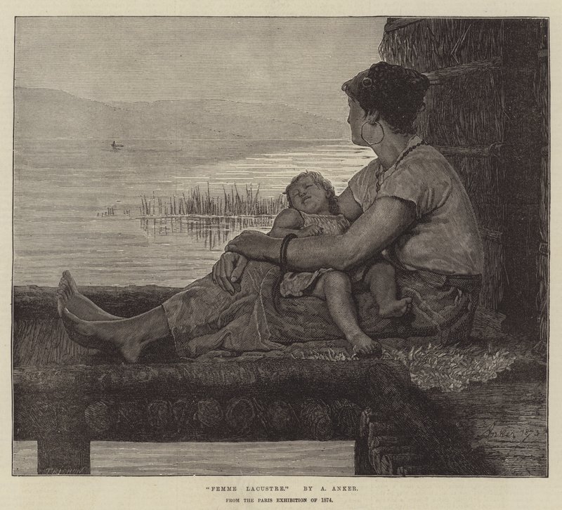 Femme Lacustre, von der Pariser Ausstellung 1874 von Albert Anker
