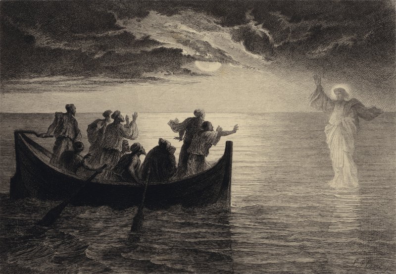 Jesus geht auf dem Meer von after Albert Robida
