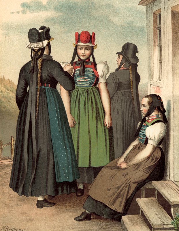 Deutsche Tracht, Baden, St. Georgen, Tennenbrunn von Albert Kretschmer