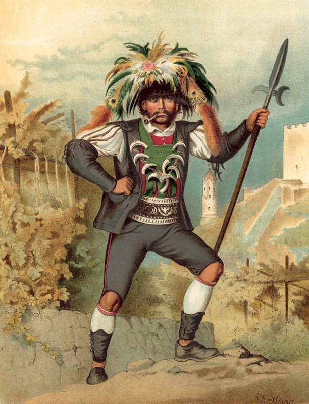 Deutsche Tracht, Tirol, Weinhüter von Meran von Albert Kretschmer