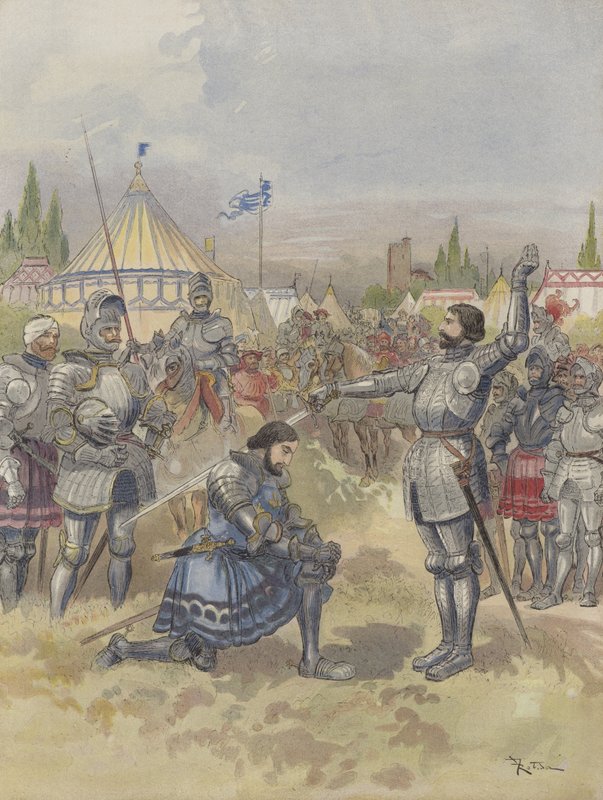 Bayard rüstet Franz I. zum Ritter von Albert Robida