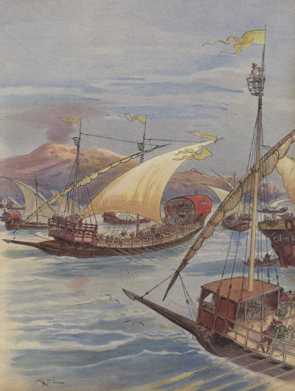 Die Flotte von Doria in Neapel von Albert Robida