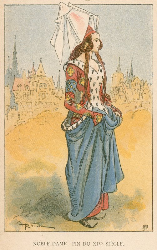 Edle Dame, Ende des 14. Jahrhunderts von Albert Robida