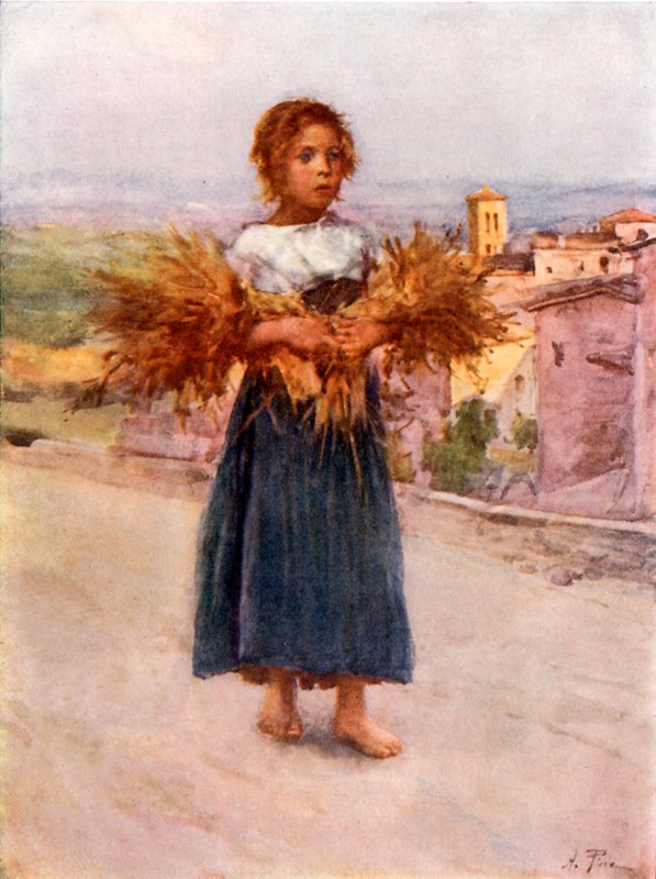Kleine Sammlerin in der Campagna von Alberto Pisa