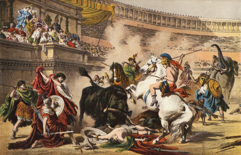 Ein römischer Stierkampf von Alexander von after Wagner
