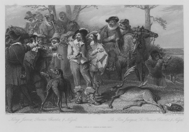 König James, Prinz Charles und Nigel (Stich) von Alexander Chisholm
