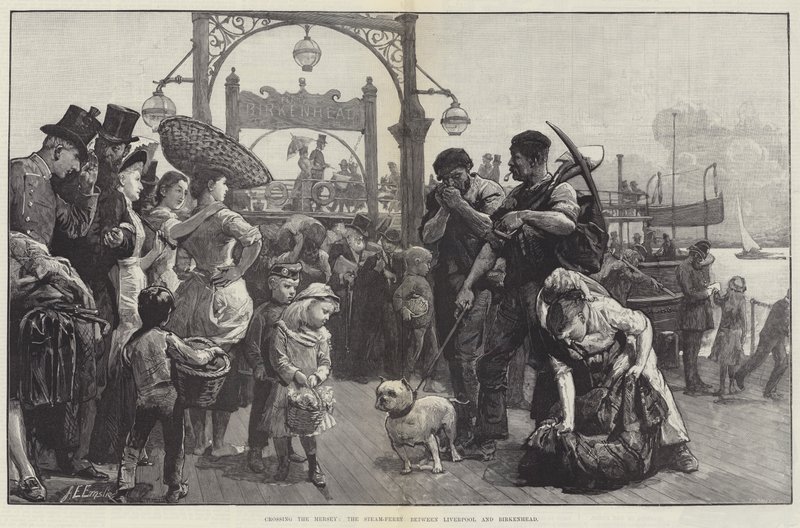 Überquerung des Mersey, die Dampffähre zwischen Liverpool und Birkenhead von Alfred Edward Emslie