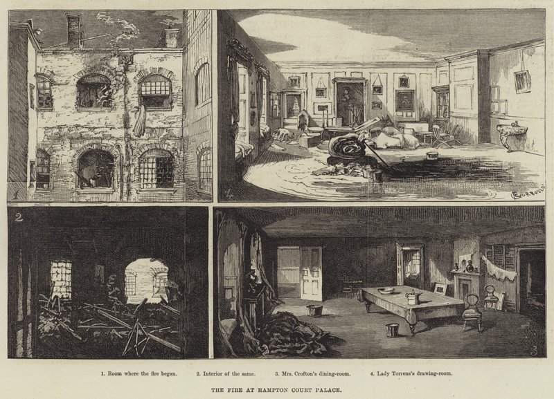 Das Feuer im Hampton Court Palace von Alfred Courbould