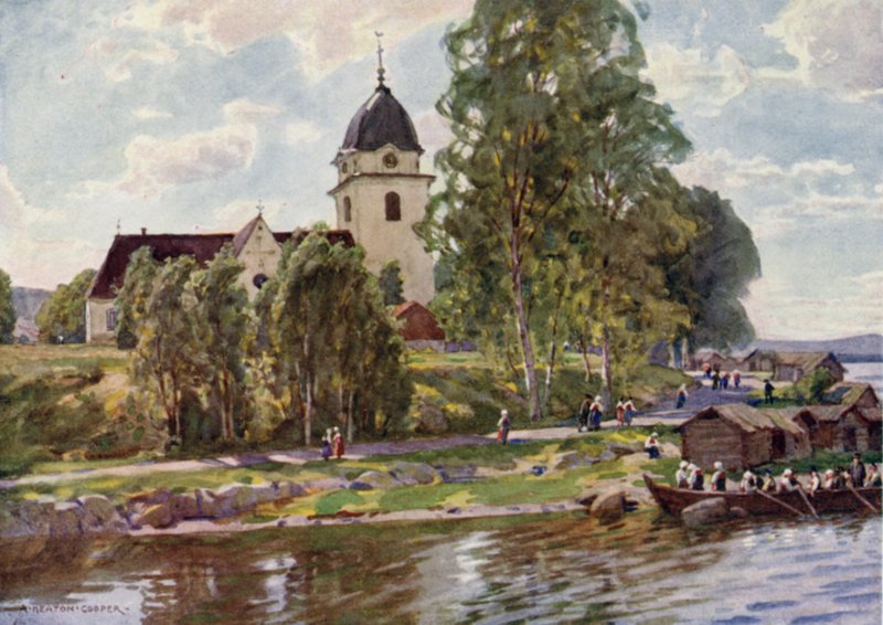 Sonntag in Rättvik, Dalecarlia von Alfred Heaton Cooper