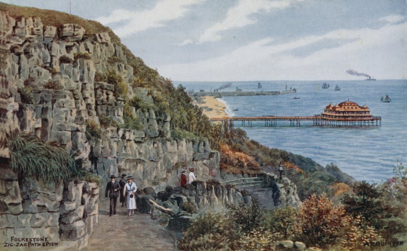 Folkestone, Zickzackweg und Pier von Alfred Robert Quinton
