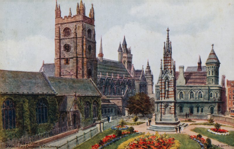 Plymouth, St. Andrews Kirche und Gildehalle von Alfred Robert Quinton
