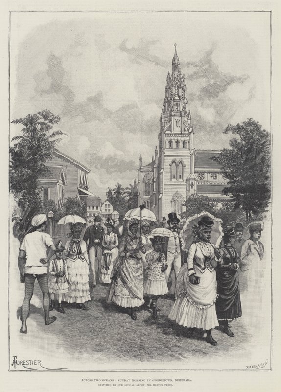 Über zwei Ozeane, Sonntagmorgen in Georgetown, Demerara von Amedee Forestier