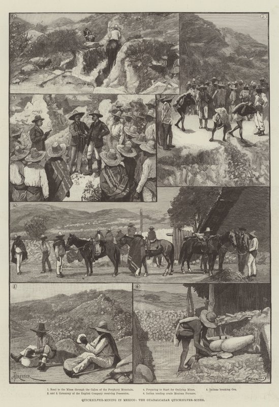 Quecksilberbergbau in Mexiko, die Guadalcazar-Quecksilberminen von Amedee Forestier