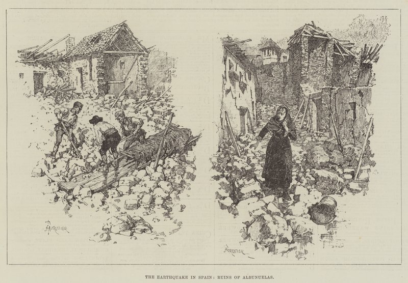 Das Erdbeben in Spanien, Ruinen von Albunuelas von Amedee Forestier