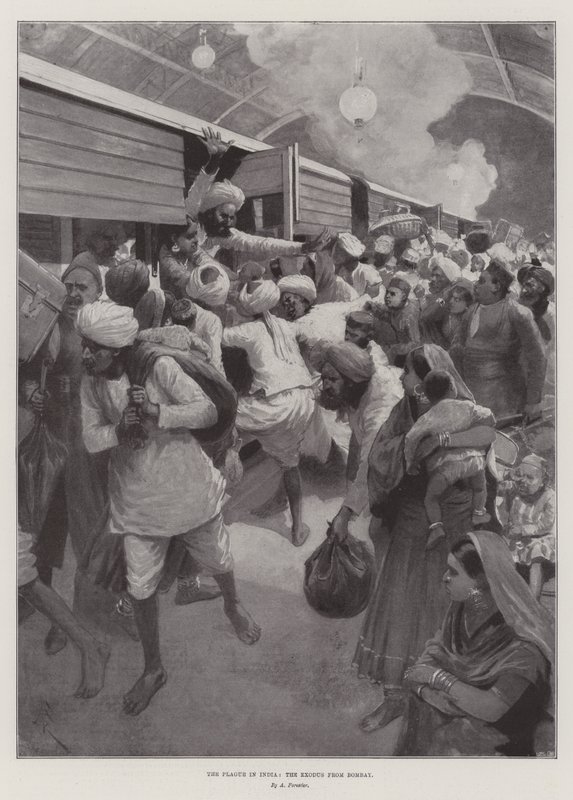 Die Pest in Indien, der Exodus aus Bombay von Amedee Forestier