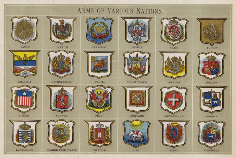 Wappen verschiedener Nationen von American School