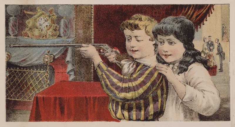 Kinder zielen mit einem Luftgewehr von American School