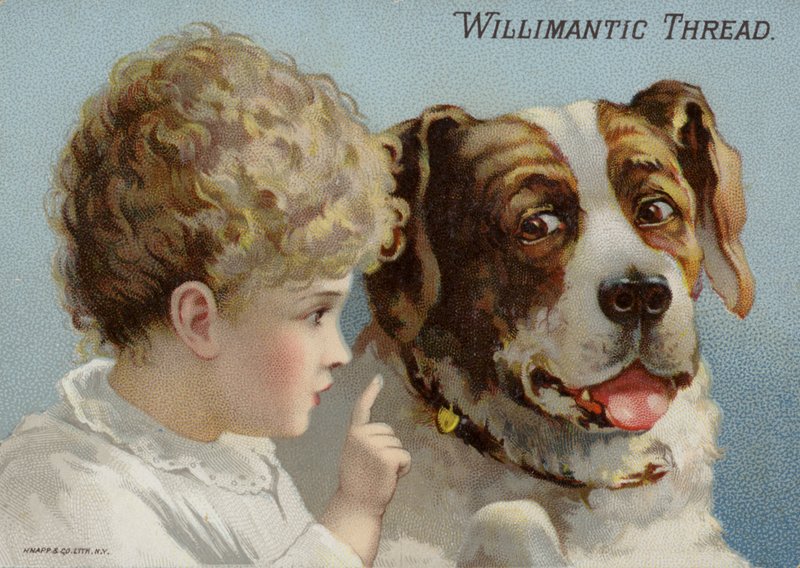 Hund und kleines Kind von American School