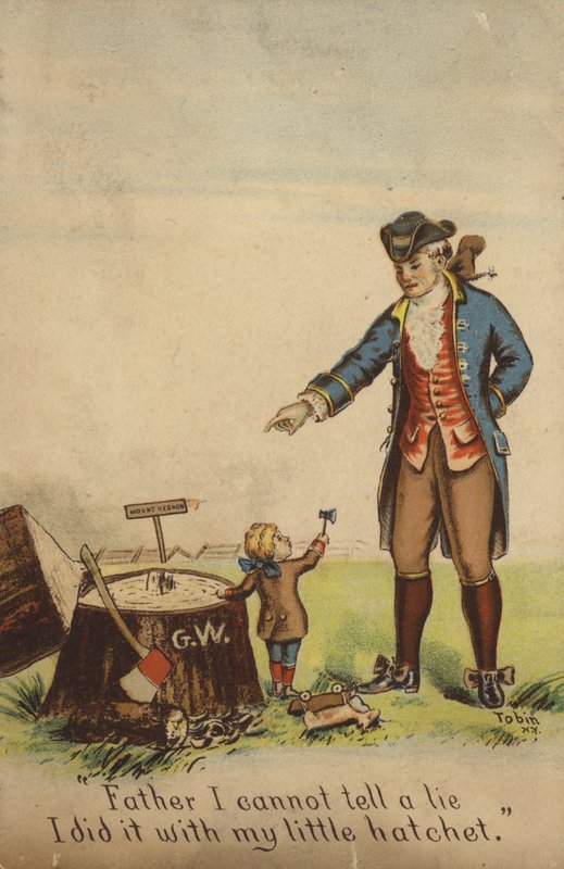 George Washington beichtet seinem Vater von American School