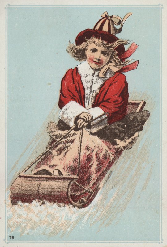 Mädchen auf Schlitten von American School