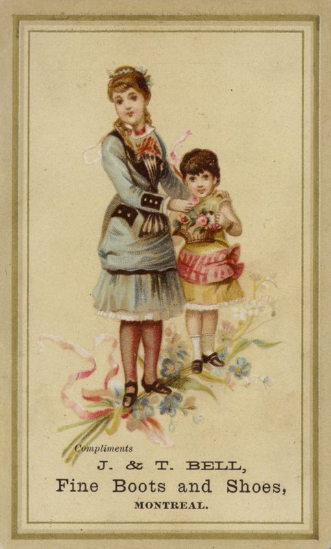 Dame und Mädchen mit Blumenkorb von American School