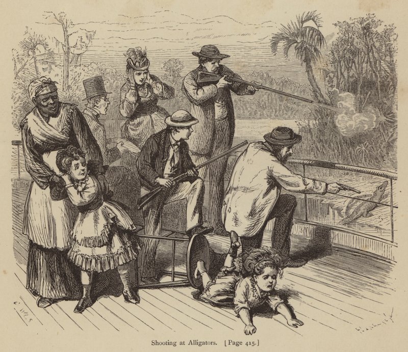 Schießen auf Alligatoren (Stich) von American School