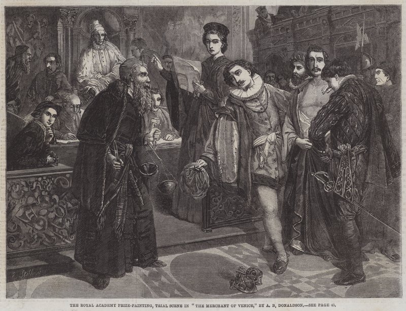 Gerichtsszene in Der Kaufmann von Venedig von Andrew Brown Donaldson