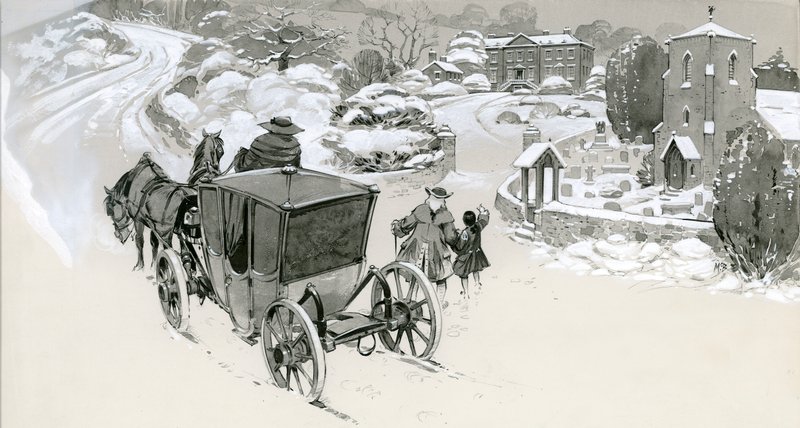 Haus aus dem 18. Jahrhundert im Schnee von Angus McBride