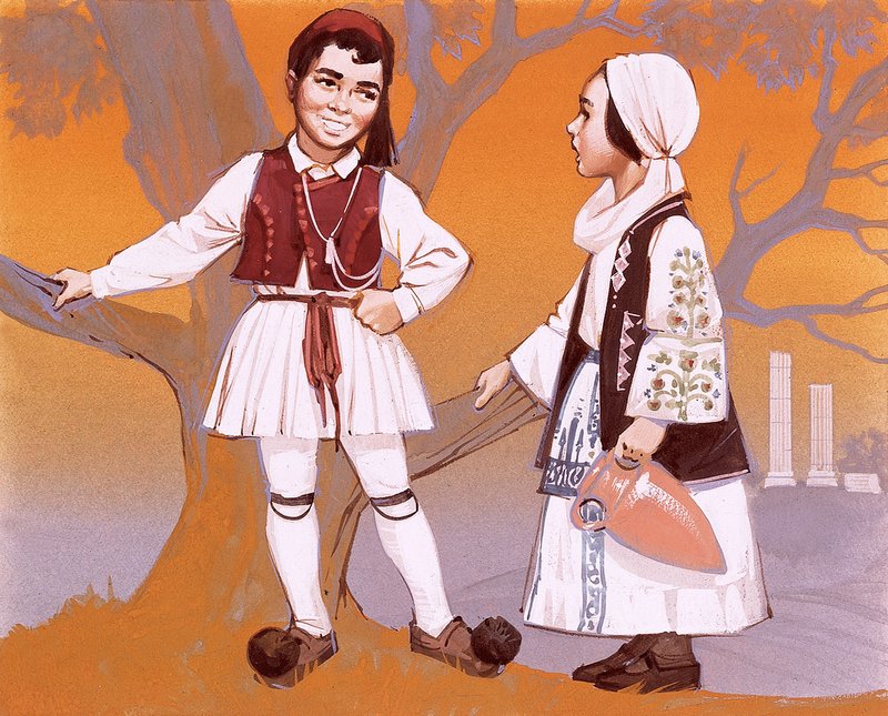Griechische Kinder in ihrer Nationaltracht von Angus McBride