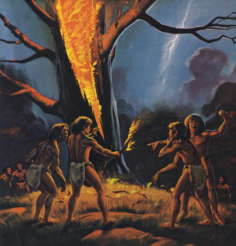 Prähistorischer Mensch und Feuer von Angus McBride
