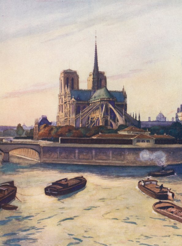 Frankreich: Notre-Dame de Paris (Farblithographie) von Auguste Gerardin