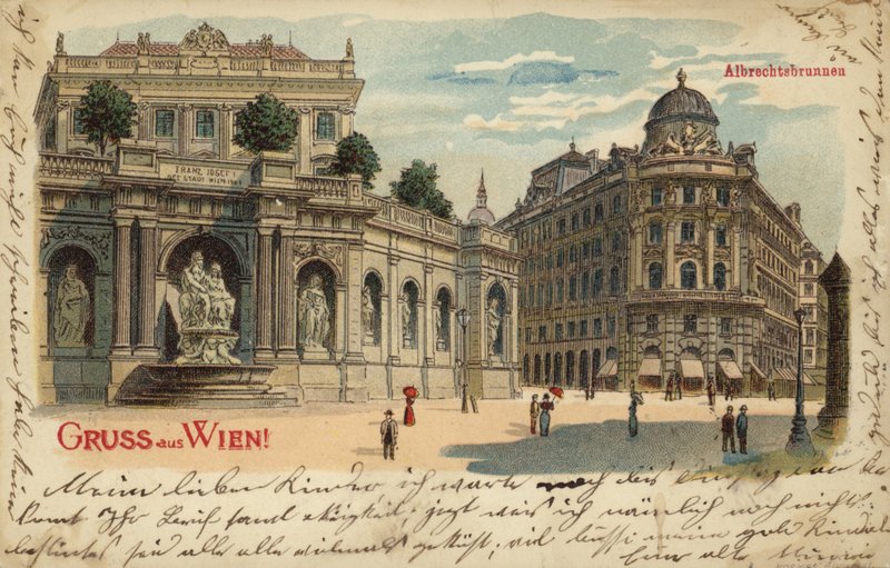 Postkarte mit dem Albrechtsbrunnen in Wien von Austrian School