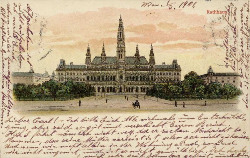 Postkarte mit dem Rathaus in Wien von Austrian School