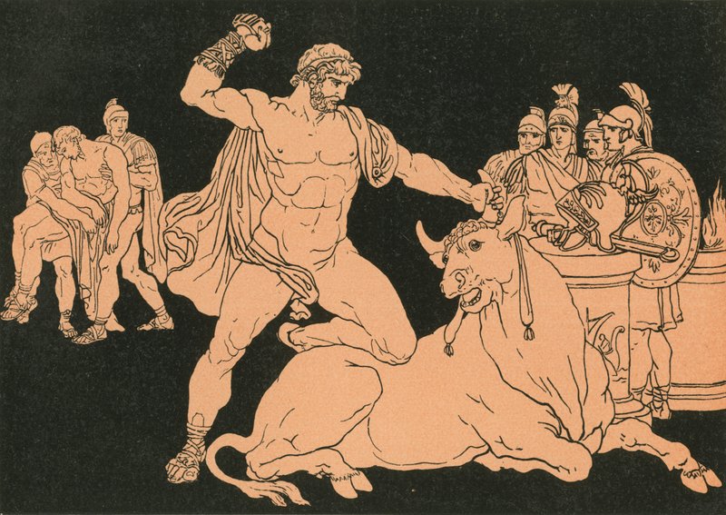 Entellus tötet den Stier von Bartolomeo Pinelli