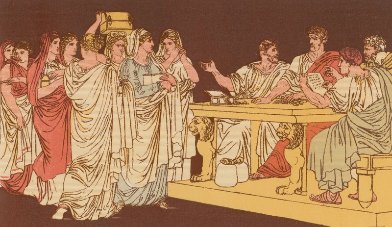 Römische Damen bringen ihre Ornamente von Bartolomeo Pinelli