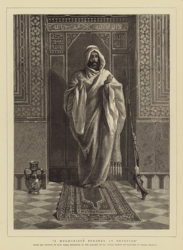 Ein Mugharibee Bedawee bei der Andacht von Carl Haag