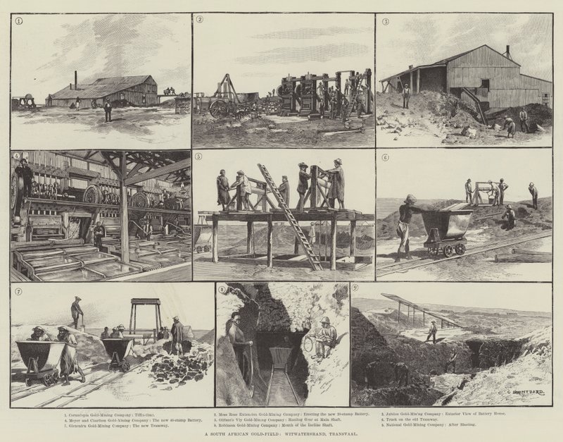 Ein südafrikanisches Goldfeld, Witwatersrand, Transvaal von Charles Auguste Loye