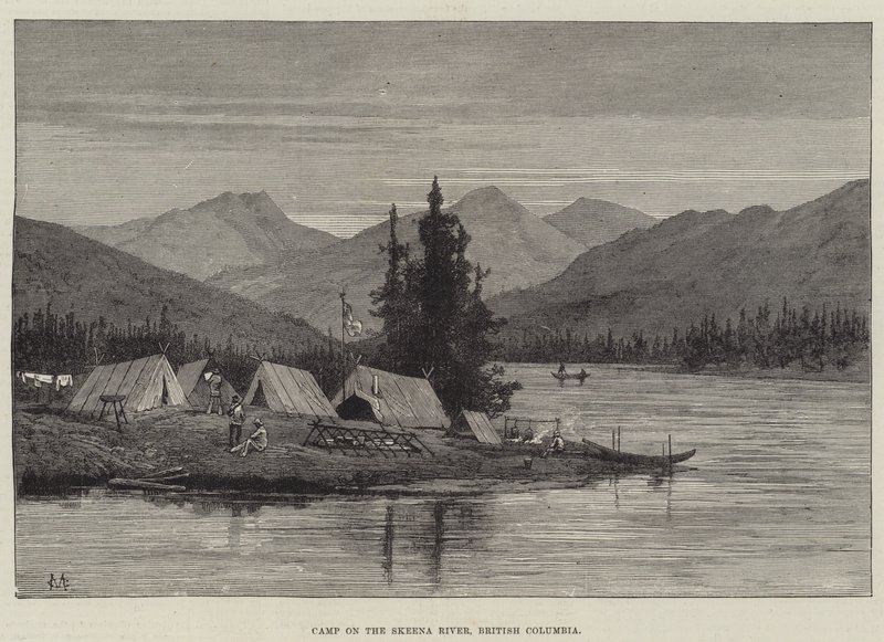 Lager am Skeena River, British Columbia von Charles Auguste Loye
