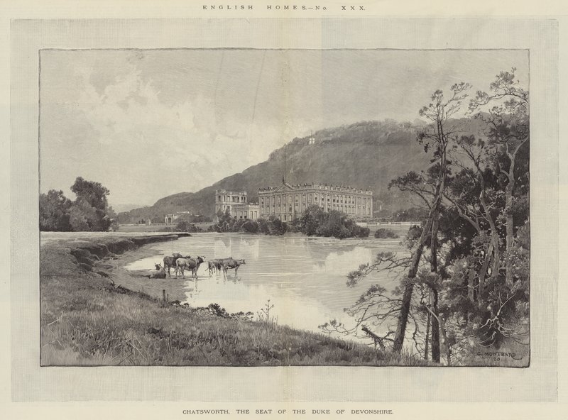Chatsworth, der Sitz des Herzogs von Devonshire von Charles Auguste Loye