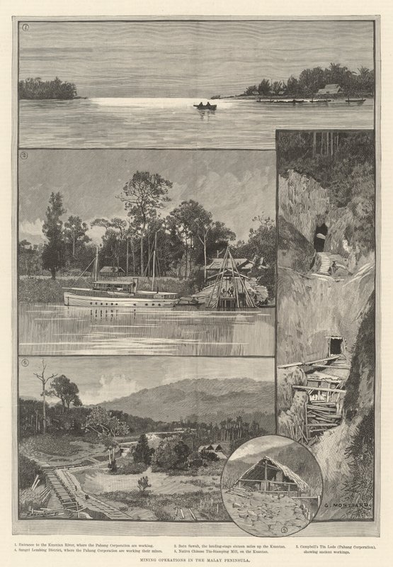 Bergbauoperationen auf der malaiischen Halbinsel von Charles Auguste Loye