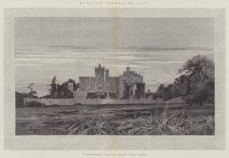 Powderham Castle vom Park aus von Charles Auguste Loye