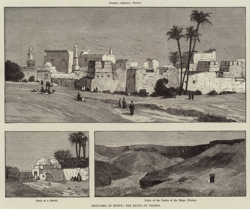 Skizzen in Ägypten, die Ruinen von Theben von Charles Auguste Loye