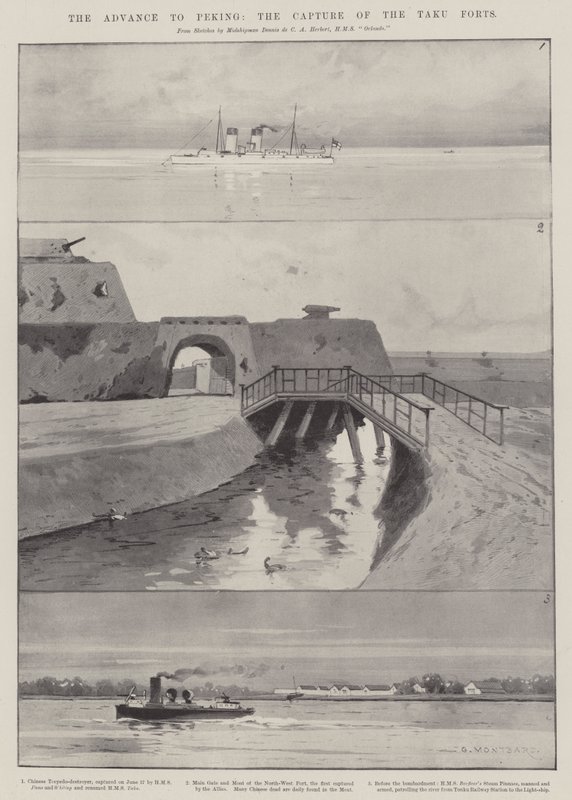 Der Vormarsch nach Peking, die Eroberung der Taku-Forts von Charles Auguste Loye