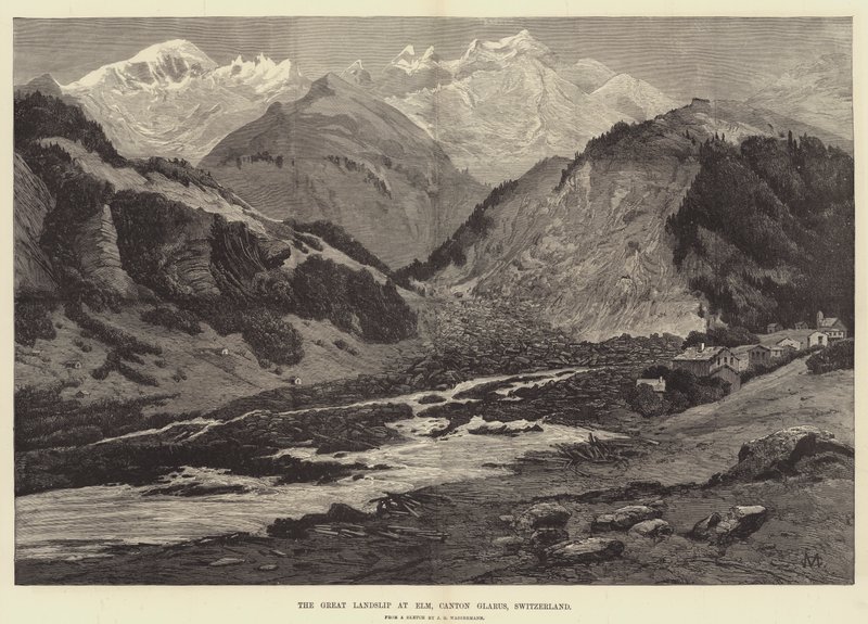 Der große Erdrutsch bei Elm, Kanton Glarus, Schweiz von Charles Auguste Loye