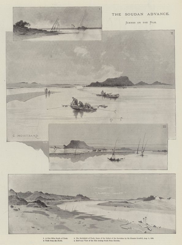 Der Vormarsch im Sudan, Szenen am Nil von Charles Auguste Loye