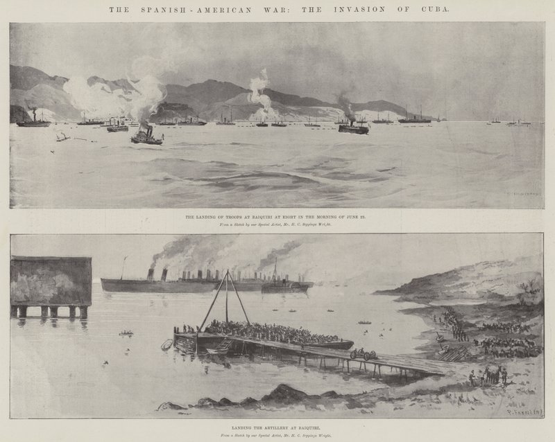 Der Spanisch-Amerikanische Krieg, die Invasion Kubas von Charles Auguste Loye