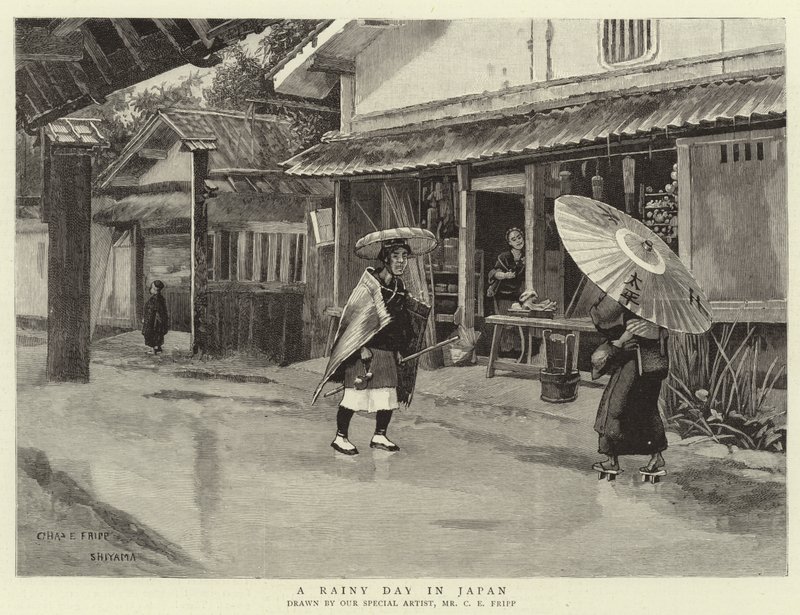 Ein regnerischer Tag in Japan von Charles Edwin Fripp