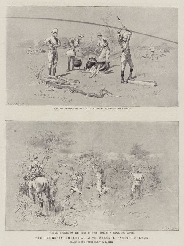 Der Aufstand in Rhodesien, mit der Kolonne von Colonel Paget von Charles Edwin Fripp