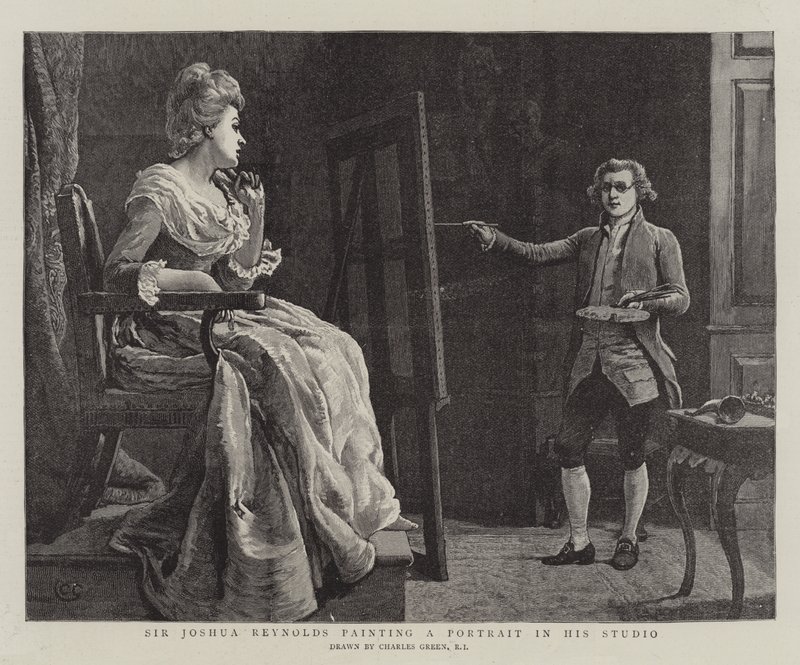 Sir Joshua Reynolds malt ein Porträt in seinem Studio von Charles Green